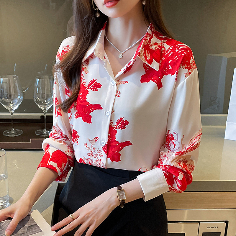 Niche lapel tops sweet temperament shirt for women