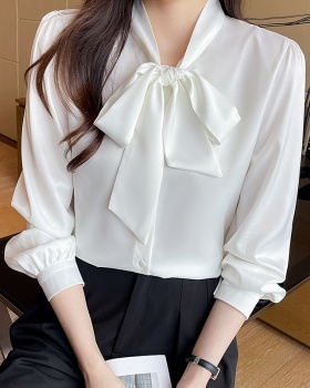 White long sleeve chiffon shirt streamer shirt for women