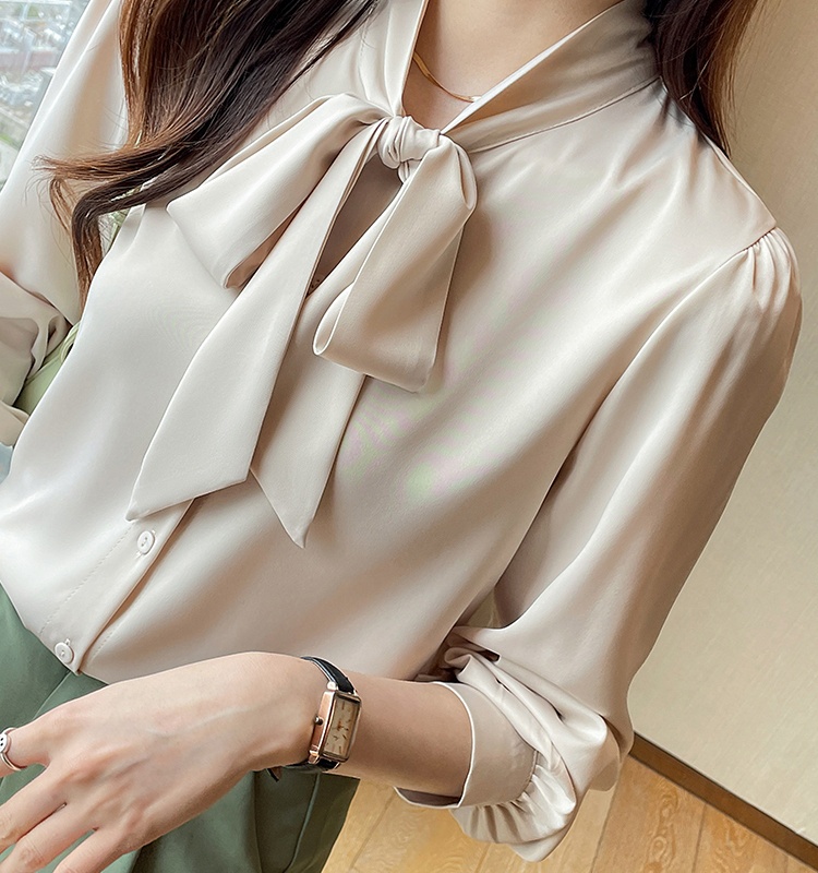 White long sleeve chiffon shirt streamer shirt for women