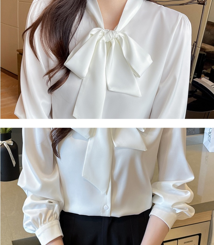 White long sleeve chiffon shirt streamer shirt for women