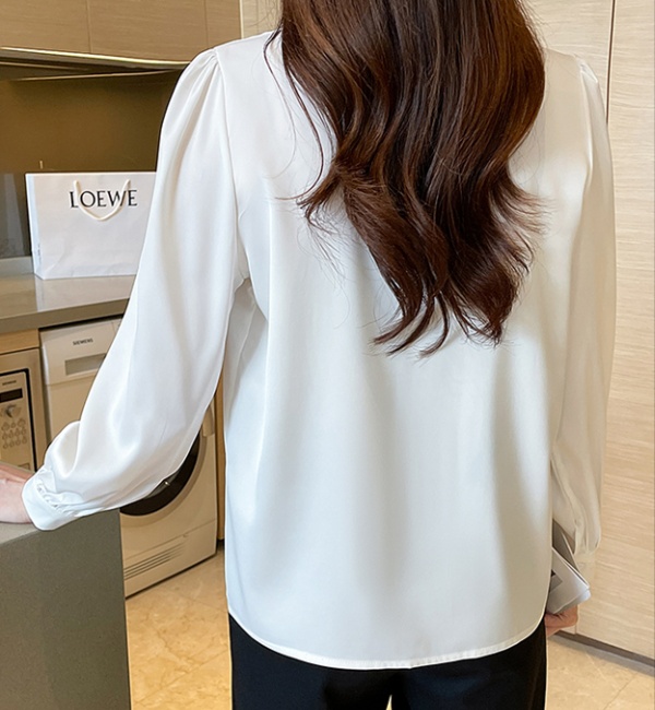 White long sleeve chiffon shirt streamer shirt for women