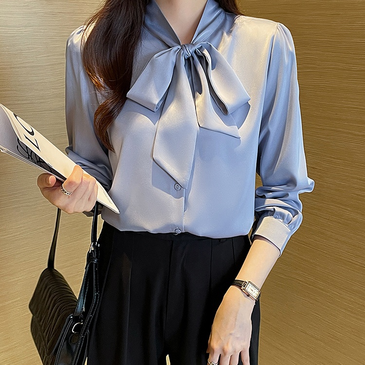 White long sleeve chiffon shirt streamer shirt for women