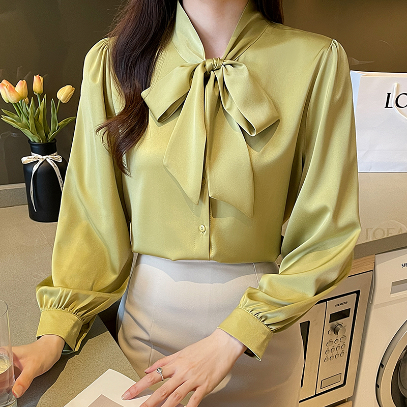 White long sleeve chiffon shirt streamer shirt for women