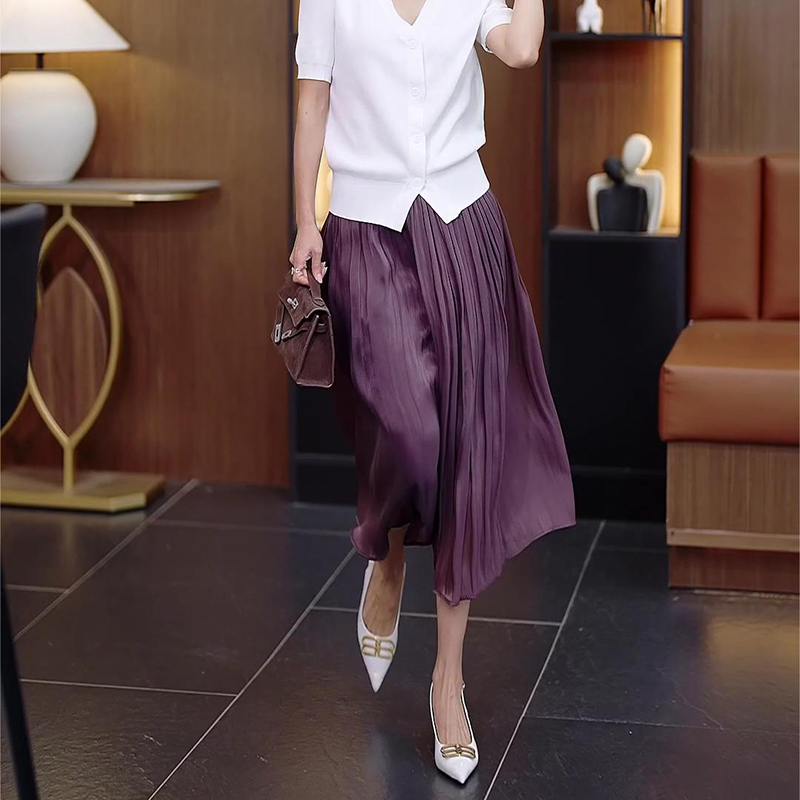 Summer long skirt short sleeve sweater a set for women