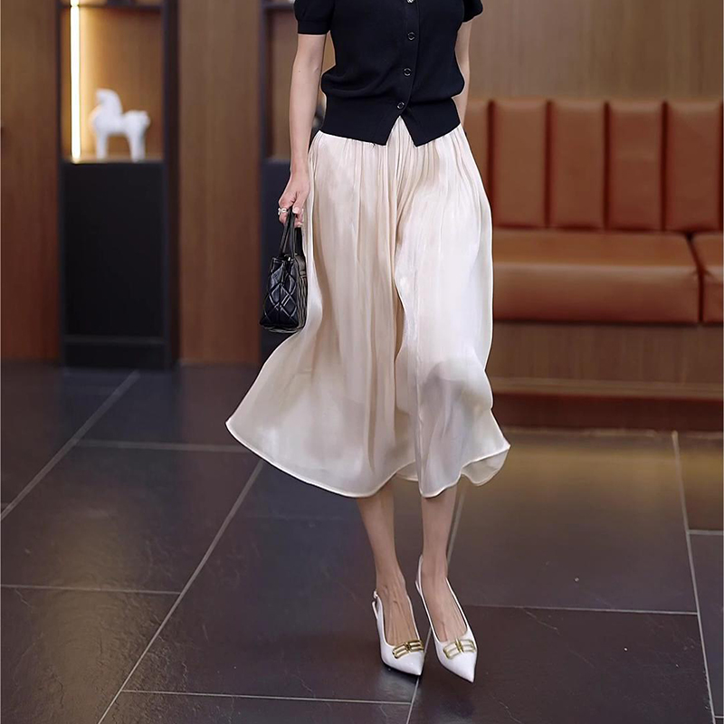 Summer long skirt short sleeve sweater a set for women