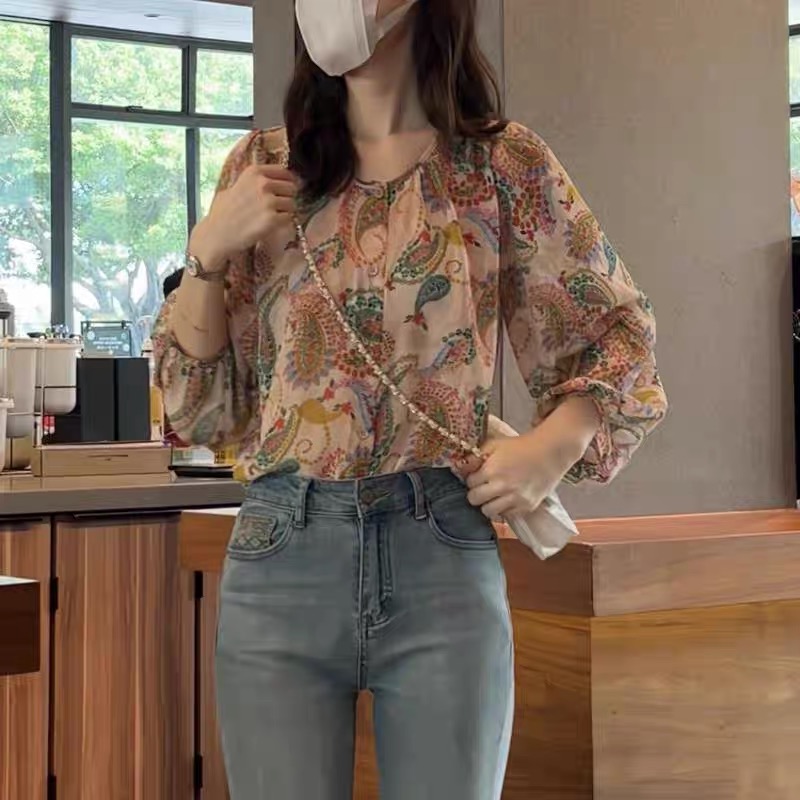 Long sleeve Korean style large yard shirt for women