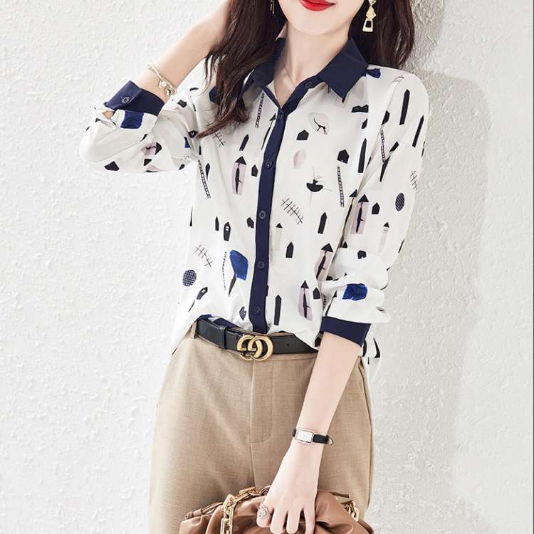 Chiffon long sleeve shirt thin niche tops for women