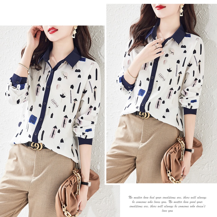 Chiffon long sleeve shirt thin niche tops for women