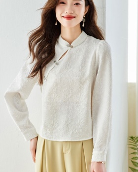 Chinese style long sleeve embroidery temperament spring shirt