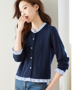 Spring mixed colors knitted retro tops for women