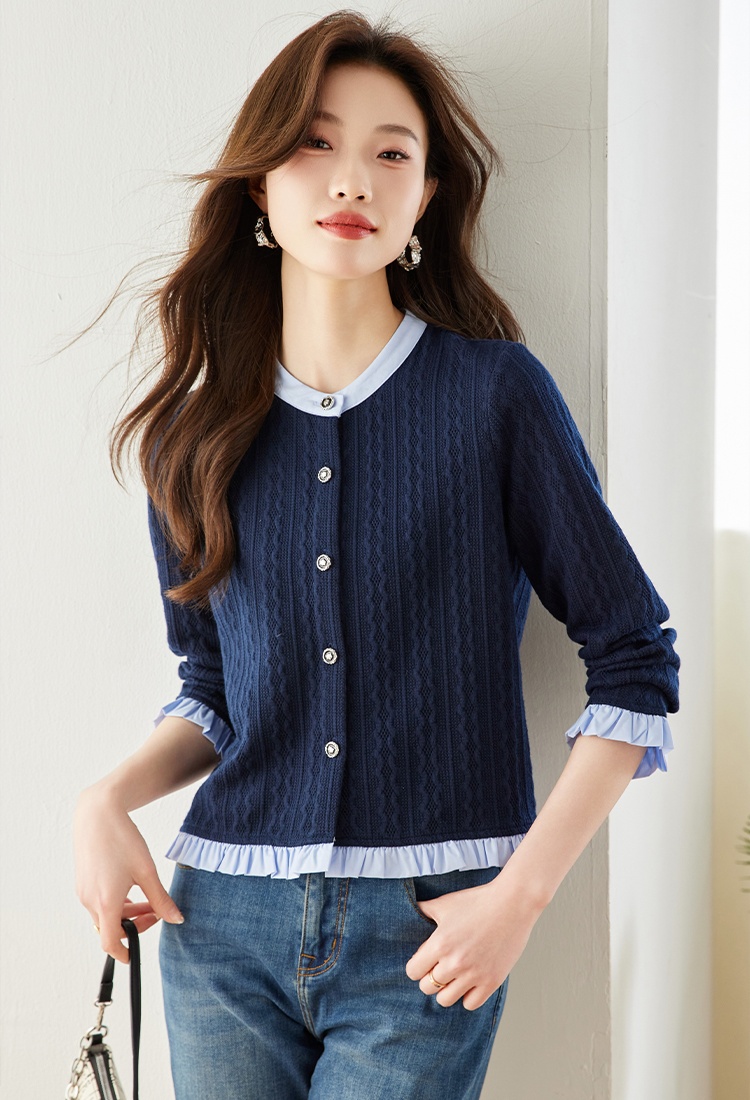 Spring mixed colors knitted retro tops for women