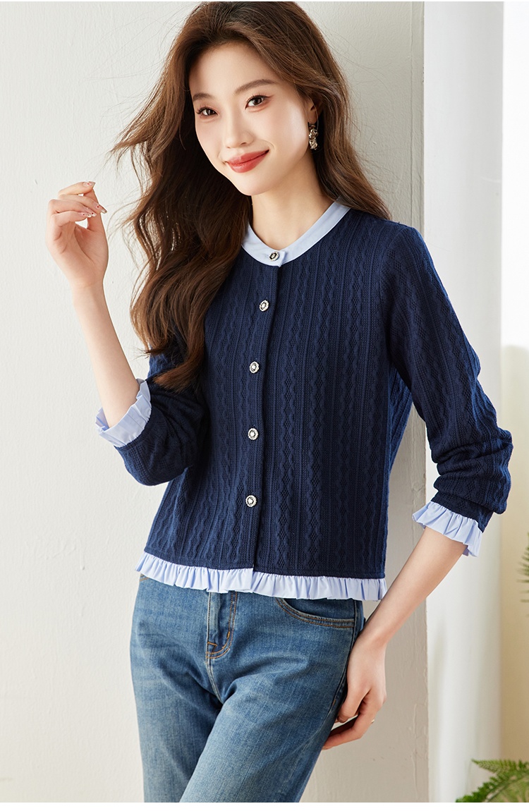 Spring mixed colors knitted retro tops for women