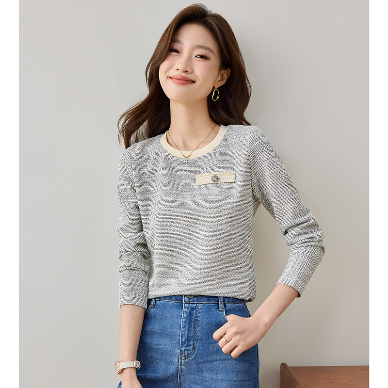 Spring knitted T-shirt all-match long sleeve tops