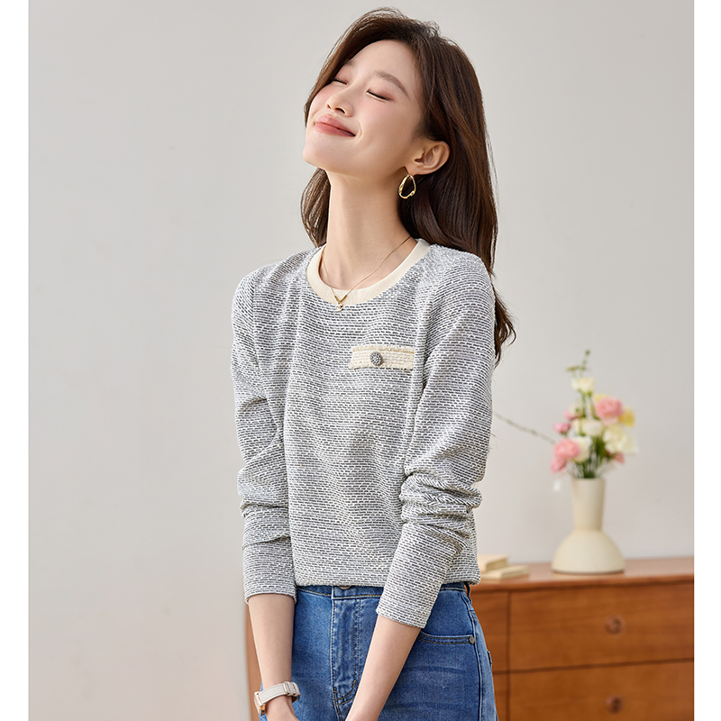 Spring knitted T-shirt all-match long sleeve tops