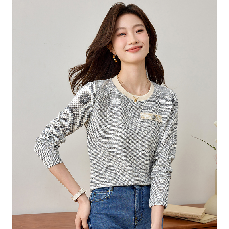 Spring knitted T-shirt all-match long sleeve tops