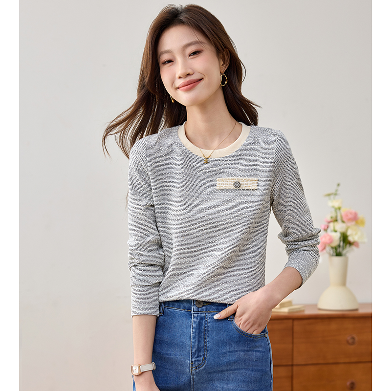 Spring knitted T-shirt all-match long sleeve tops