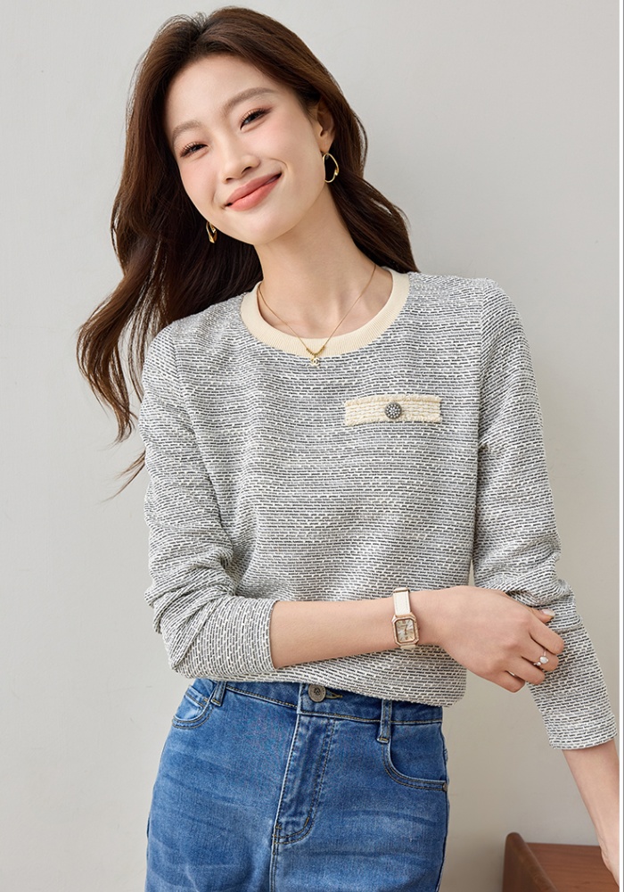 Spring knitted T-shirt all-match long sleeve tops