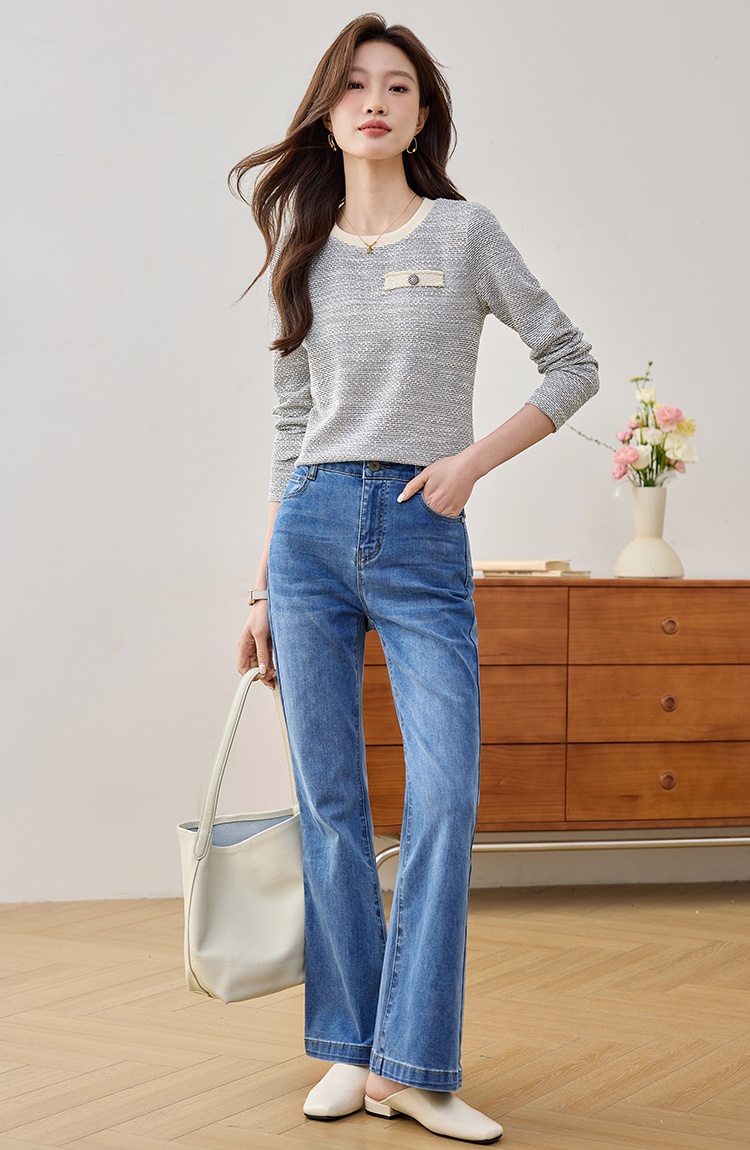 Spring knitted T-shirt all-match long sleeve tops