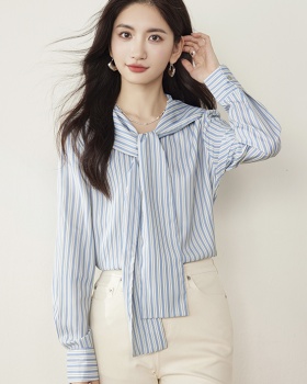 Spring vertical stripes shirt long sleeve tops