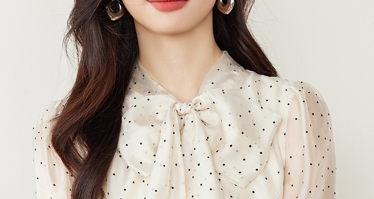 Retro fashion spring shirt chiffon bow tops for women