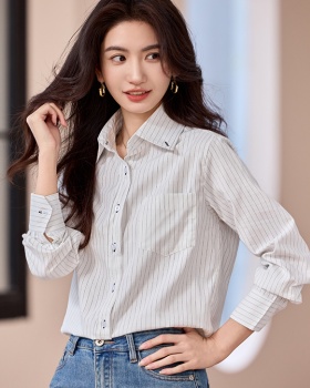 Stripe all-match fashion shirt temperament spring tops