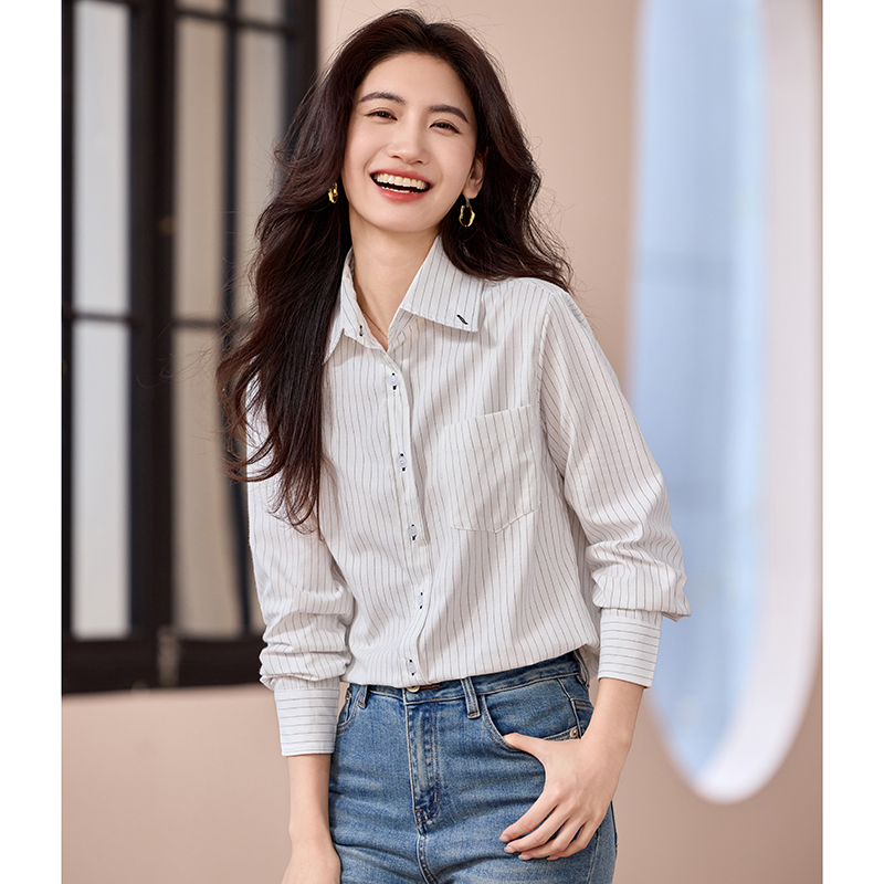 Stripe all-match fashion shirt temperament spring tops