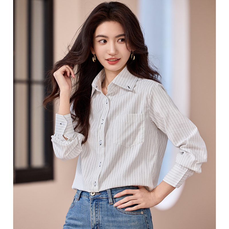 Stripe all-match fashion shirt temperament spring tops