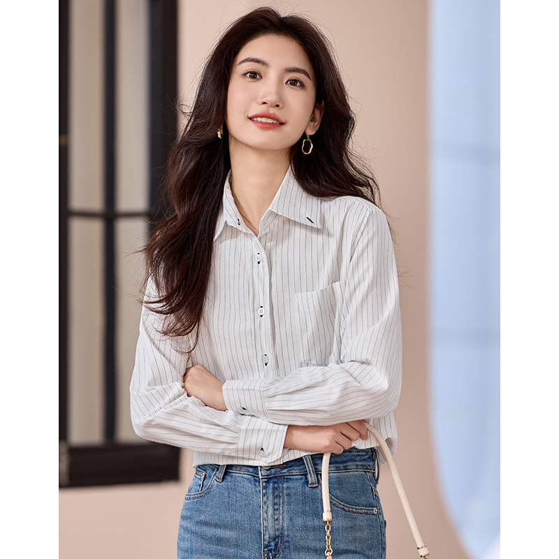 Stripe all-match fashion shirt temperament spring tops