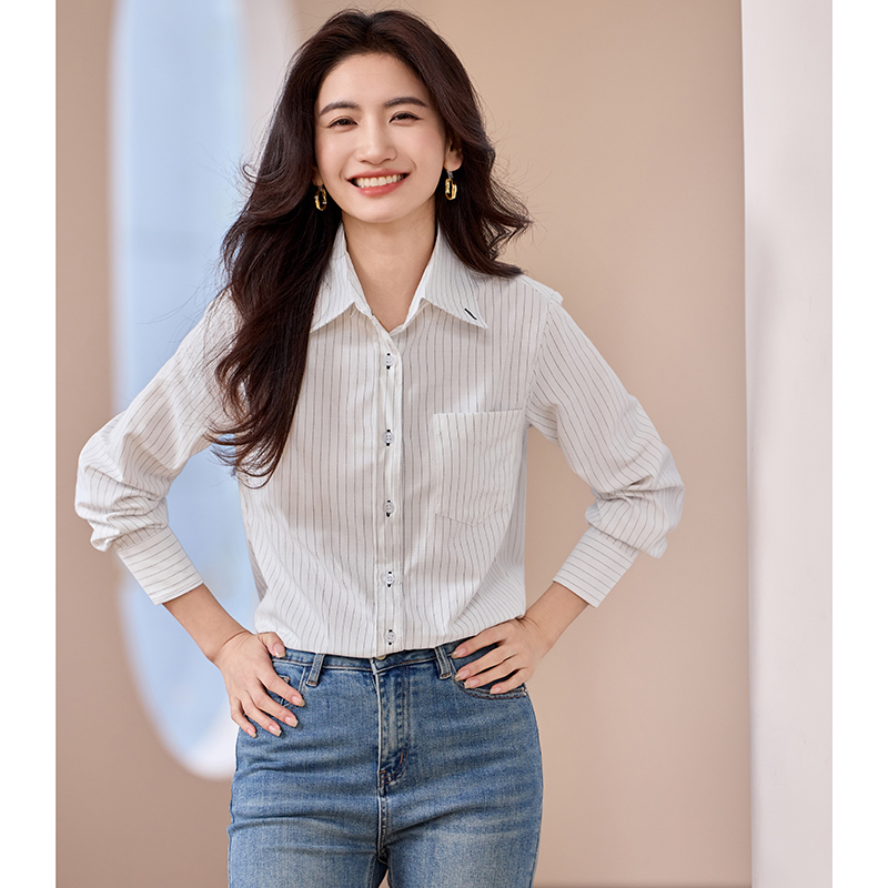 Stripe all-match fashion shirt temperament spring tops