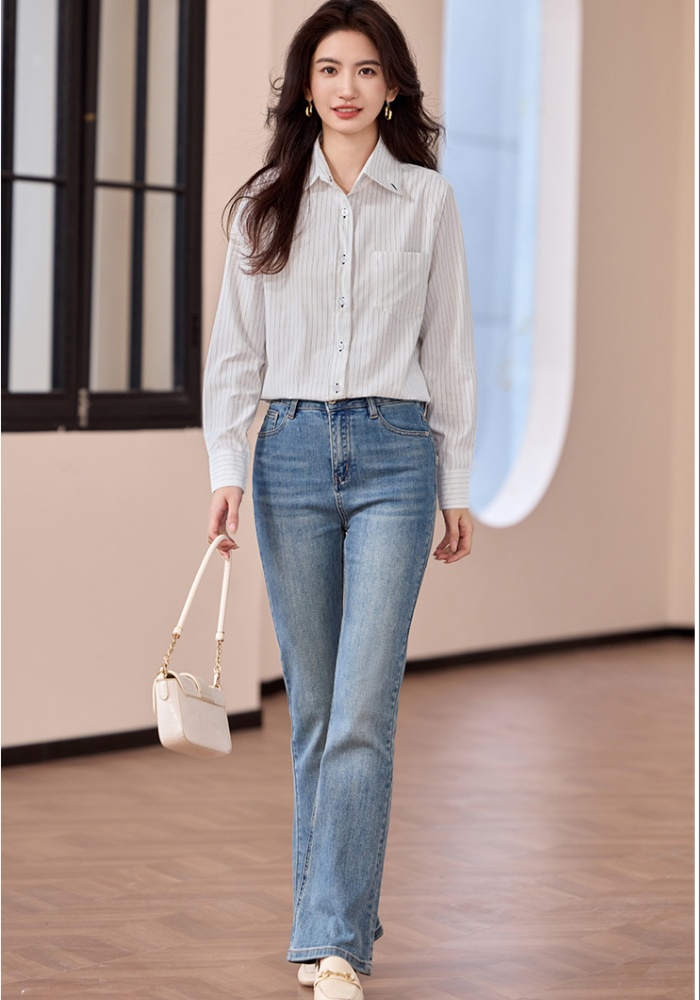 Stripe all-match fashion shirt temperament spring tops