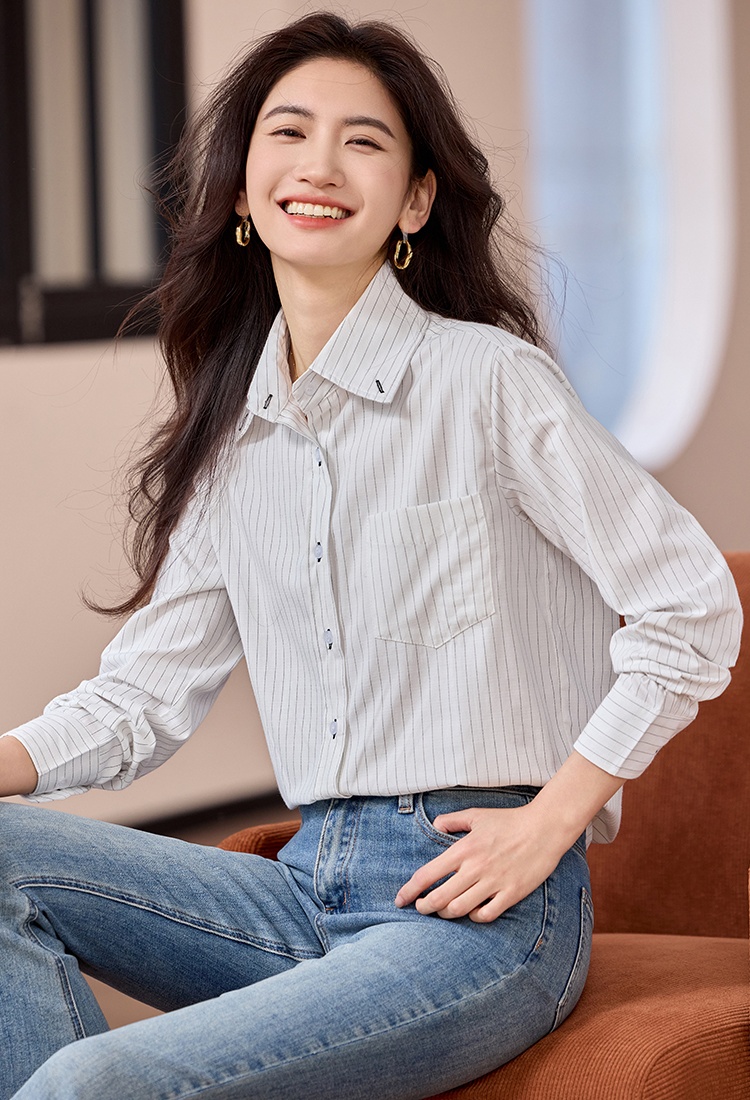 Stripe all-match fashion shirt temperament spring tops