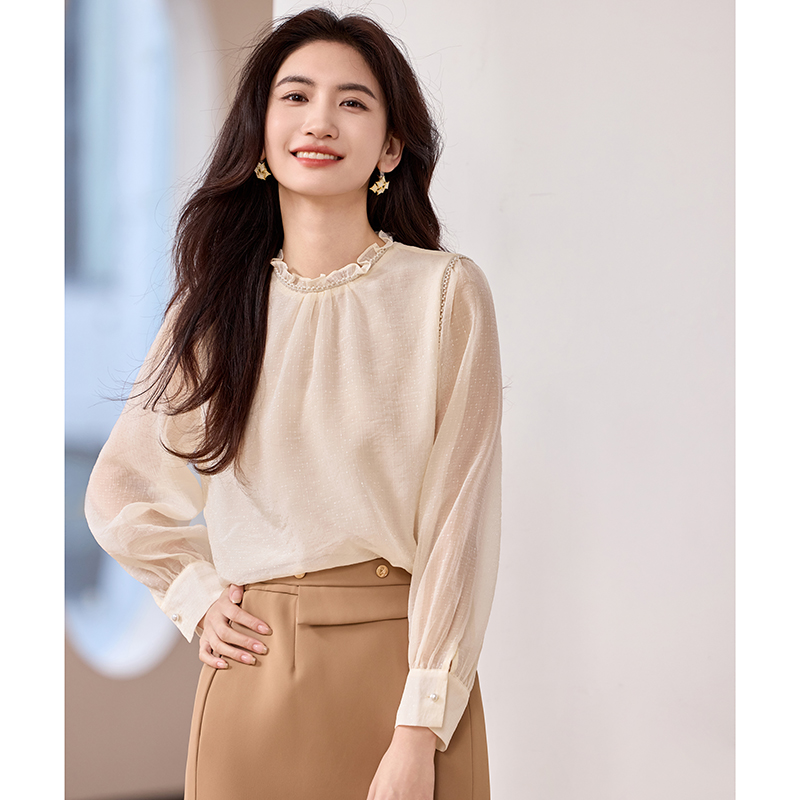 Fashion spring France style chiffon tops for women