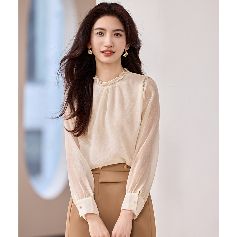 Fashion spring France style chiffon tops for women