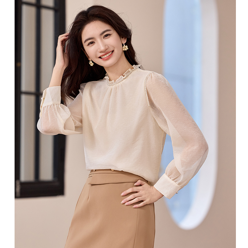 Fashion spring France style chiffon tops for women