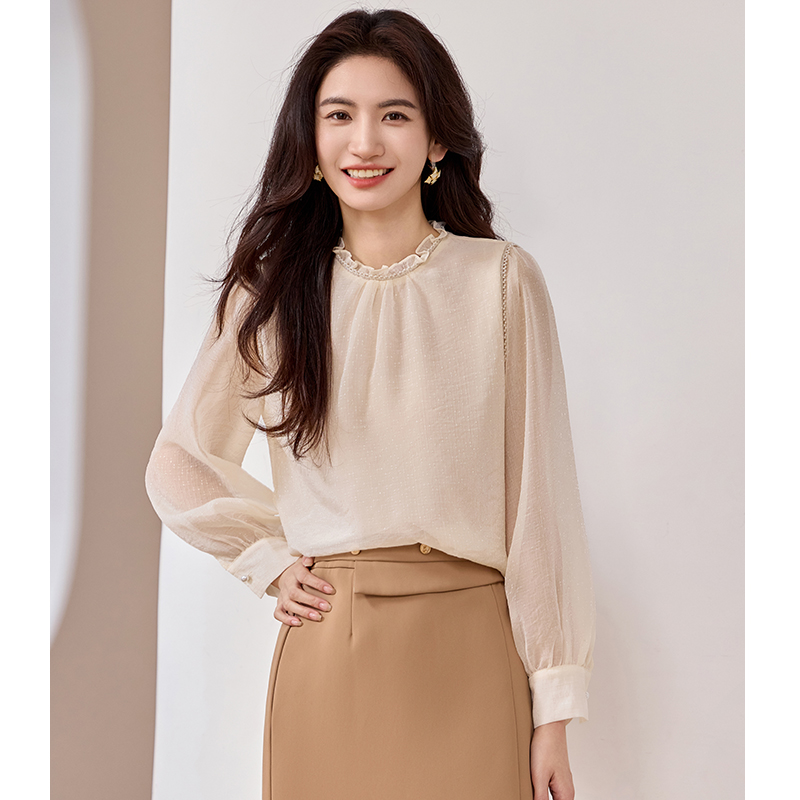 Fashion spring France style chiffon tops for women