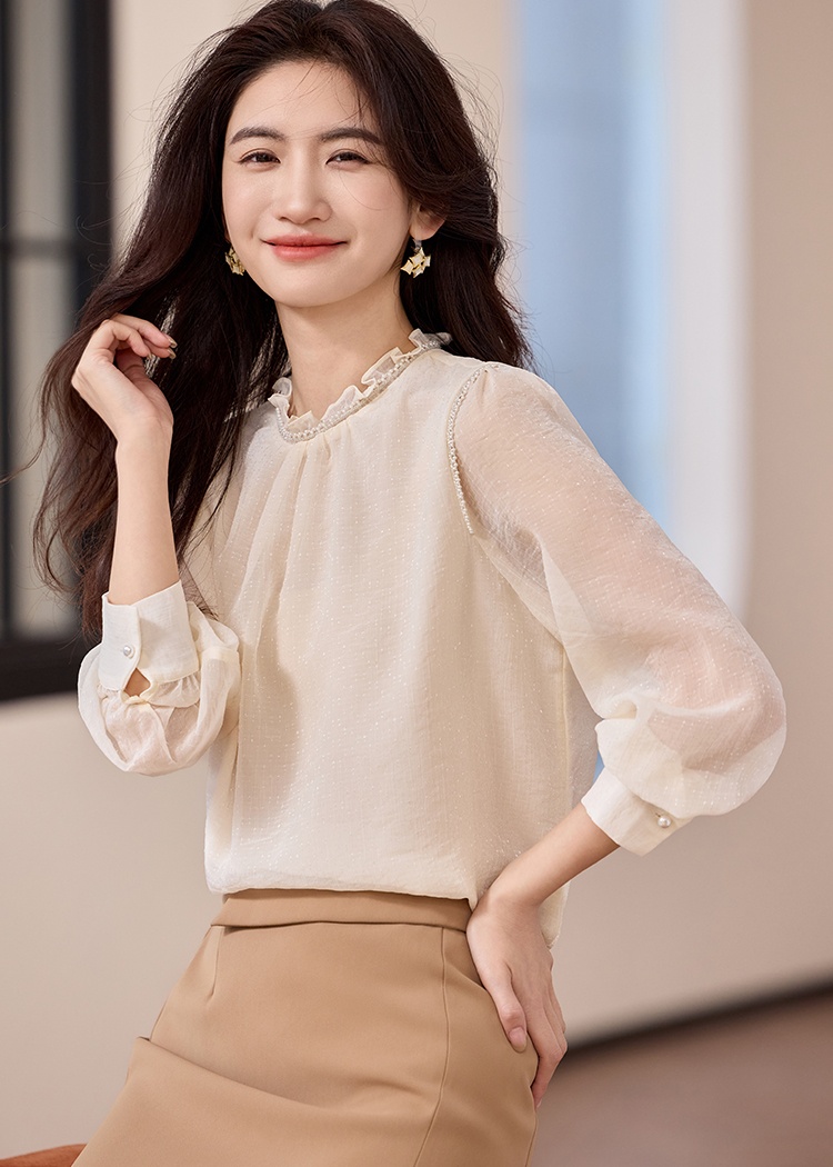 Fashion spring France style chiffon tops for women