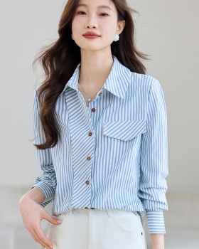 Loose commuting all-match tops stripe spring shirt