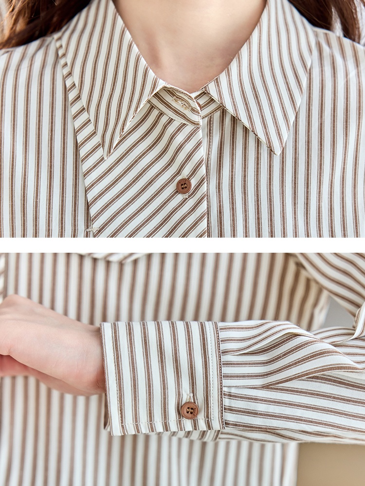 Loose commuting all-match tops stripe spring shirt