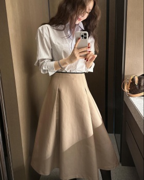 Chanelstyle white skirt fold shirt 2pcs set for women