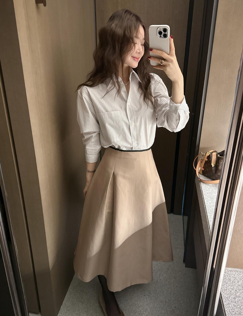 Chanelstyle white skirt fold shirt 2pcs set for women