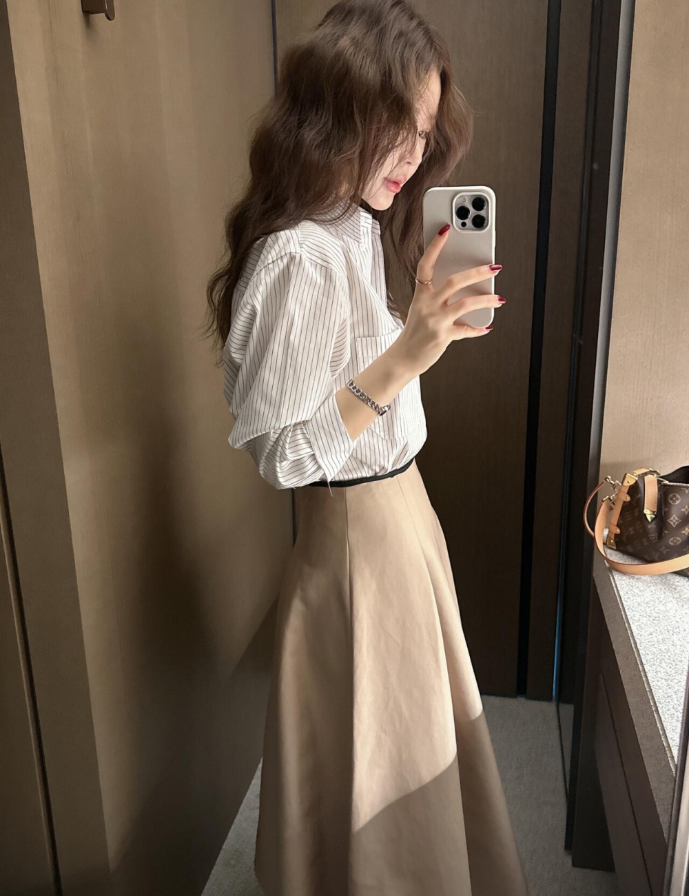 Chanelstyle white skirt fold shirt 2pcs set for women