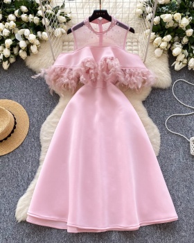 Beading European style dress slim fashion formal dress