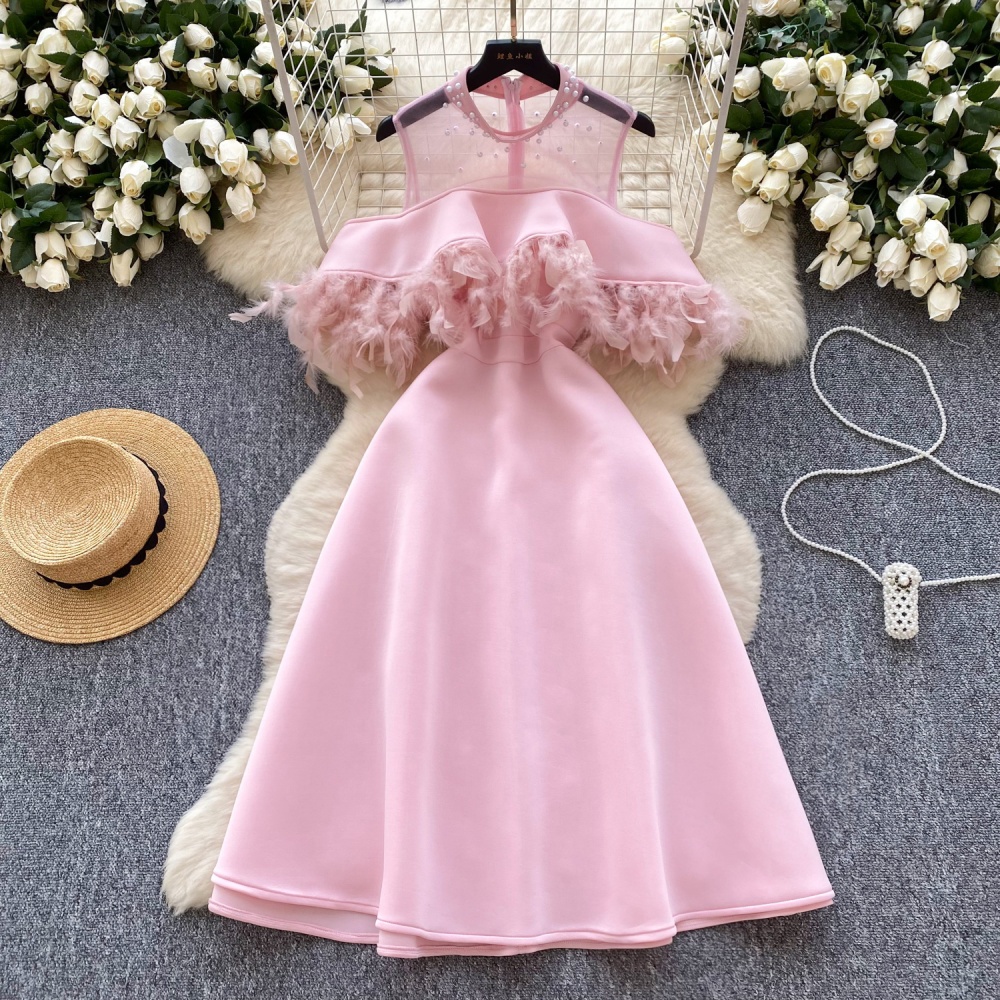 Beading European style dress slim fashion formal dress