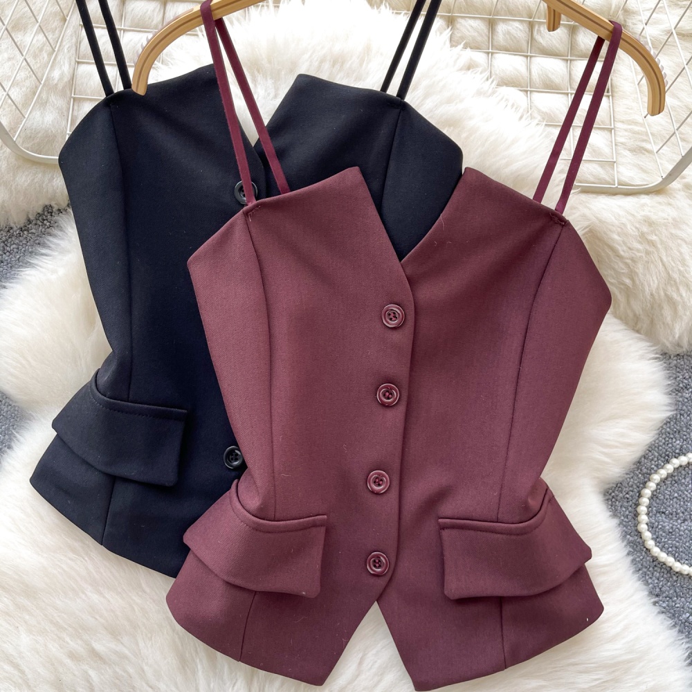 Slim ladies tops wrapped chest light luxury vest for women