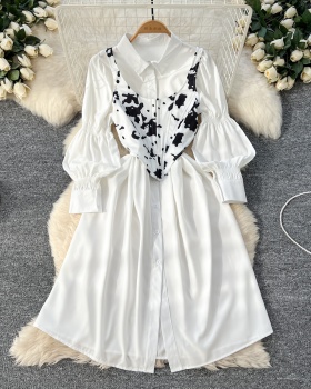 France style spring vest Western style dress 2pcs set