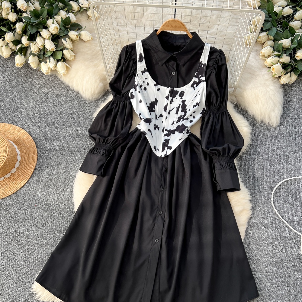 France style spring vest Western style dress 2pcs set