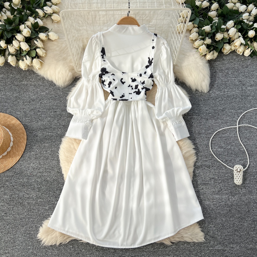 France style spring vest Western style dress 2pcs set