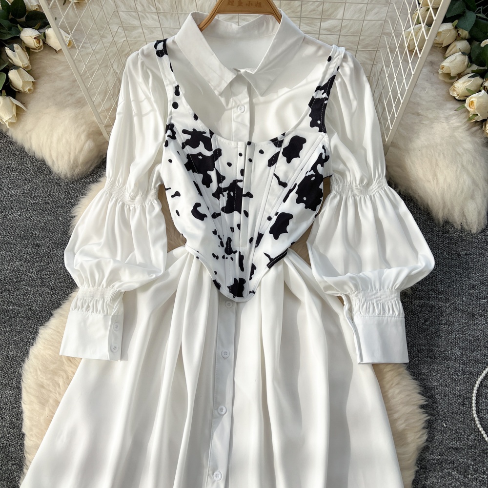 France style spring vest Western style dress 2pcs set