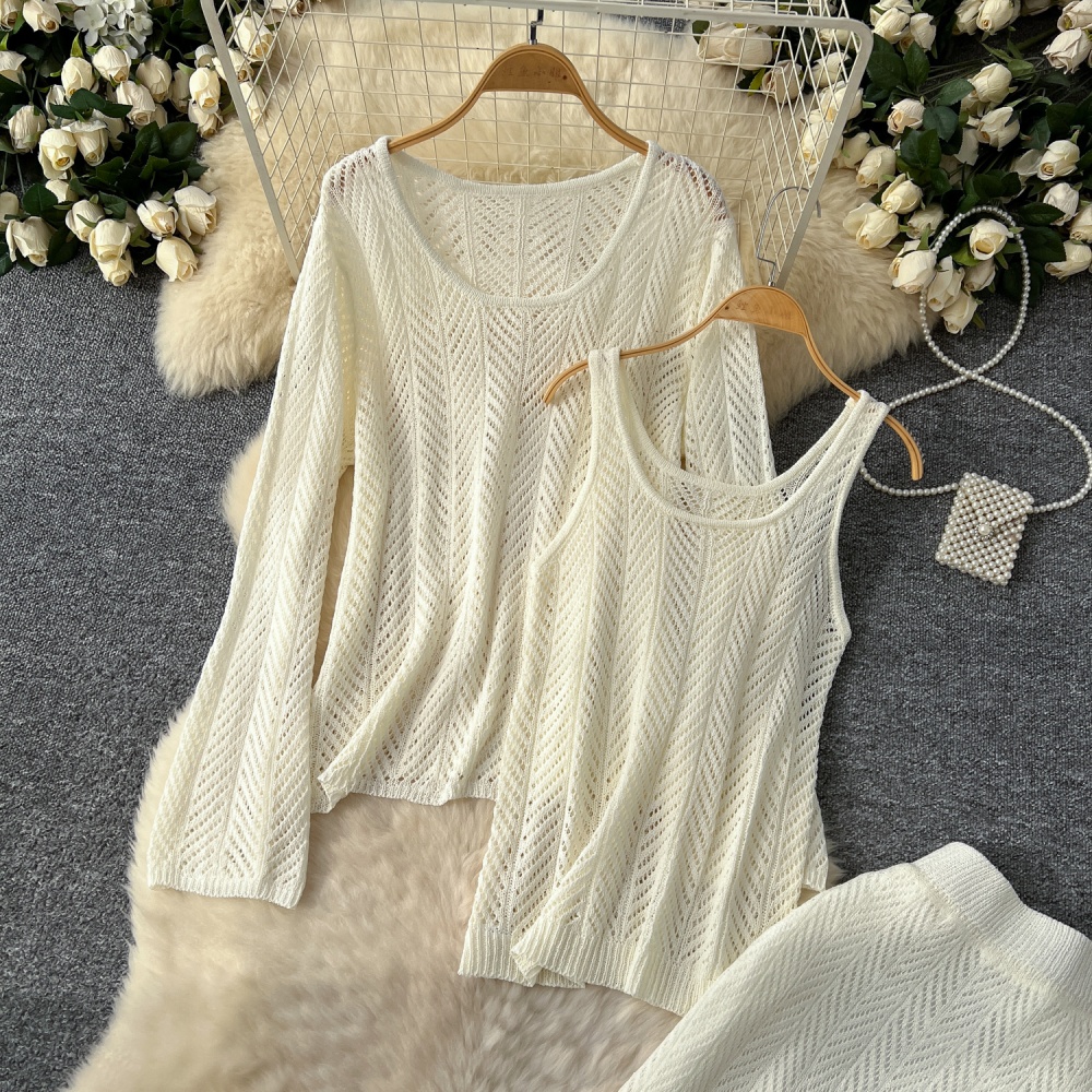 Knitted sling vest show young tops 3pcs set for women