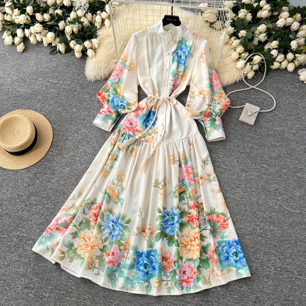 Cstand collar dress spring long dress for women